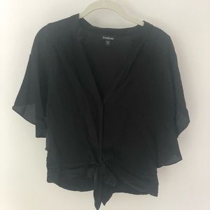 Bebe black blouse with knotted front tie